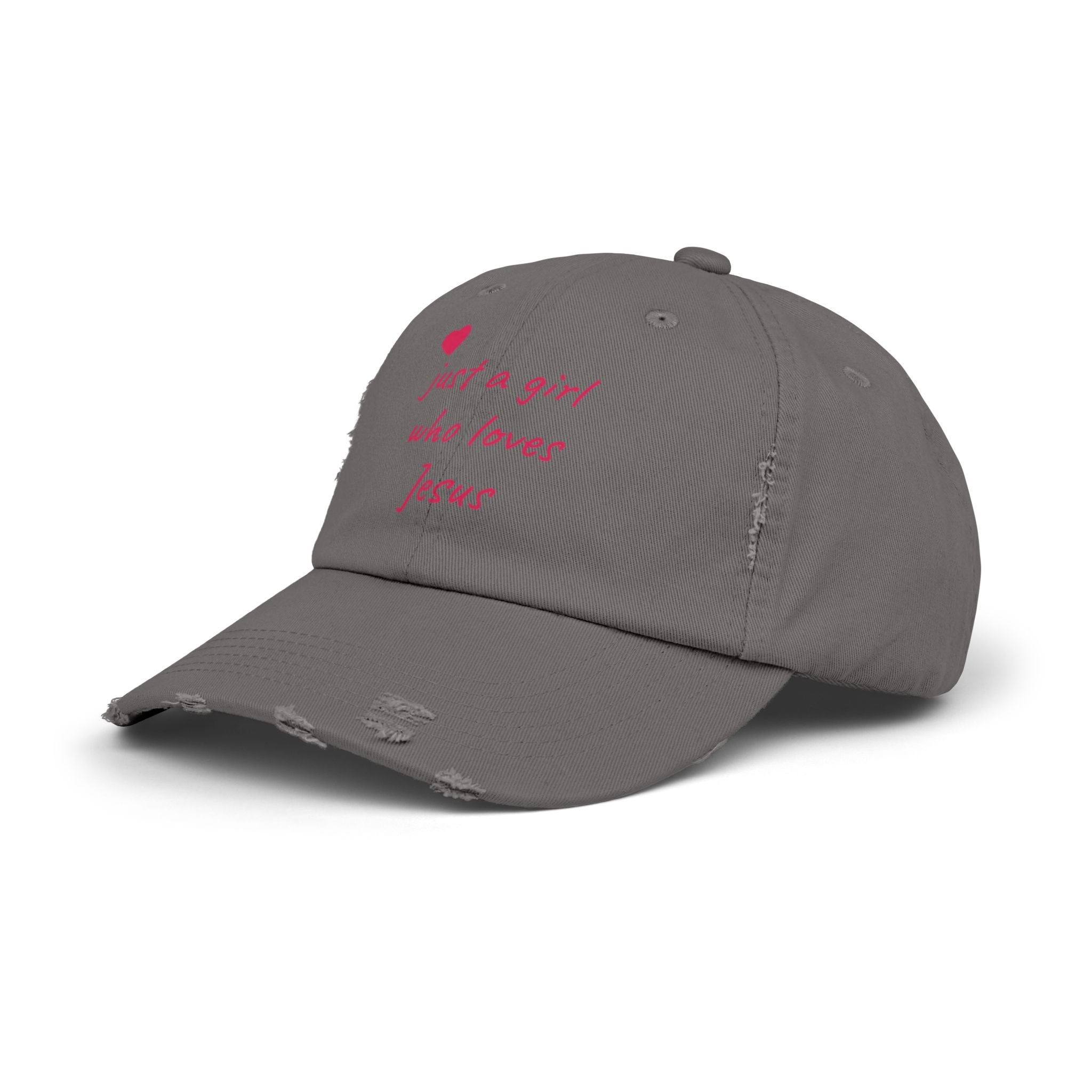 JUST A GIRL WHO LOVES JESUS Unisex Distressed Cap
