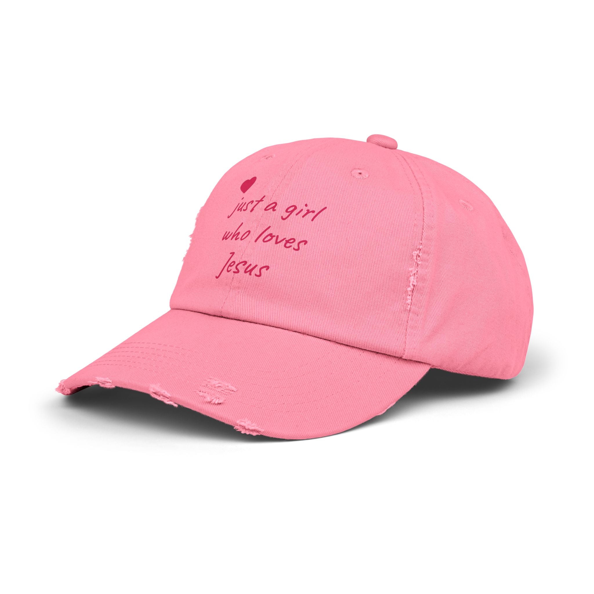 JUST A GIRL WHO LOVES JESUS Unisex Distressed Cap
